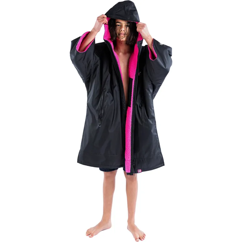 Dryrobe Kids Advance Short Sleeve Change Robe 5-9 yrs V3 Black/Pink-5